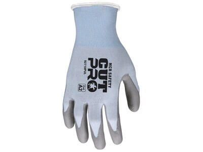 MCR Safety Cut Pro Hypermax Fiber/Polyurethane Work Gloves, Blue/Gray, L, Pair (92718PUL)