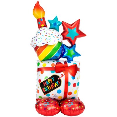 Party City (Air-Filled) Stacked Birthday Icons 55 Foil Balloon (AMUS4245031-NS)