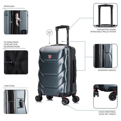 DUKAP Zonix 20" Hardside Carry-On Suitcase, 4-Wheeled Spinner, TSA Checkpoint Friendly, Green (DKZON00S-GRE)