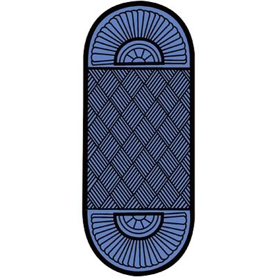 Crown® Super Soaker™ Double Fan End Scraper/Wiper Entrance Mat; 34x97, Polypropylene, Blue