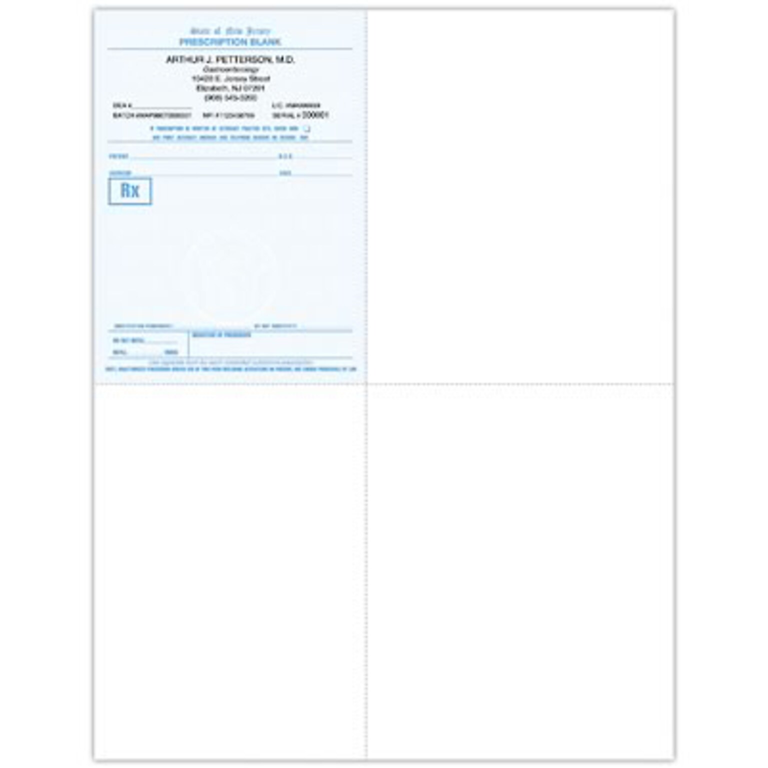 Medical Arts Press® New Jersey Laser Prescription Forms; Personalized