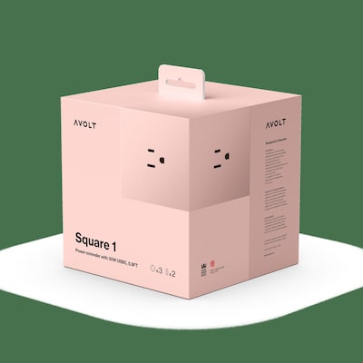 AVOLT Square 1 5.9 3-Outlet Power Extender with USB-C, New Pink (SQ1-NABC30-18OP)