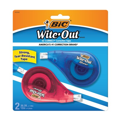 BIC Wite-Out EZ Correct Correction Tape, White, 2/Pack (WOTAPP21-WHI)