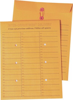 Quill Brand Button & String #13 Inter-Departmental Envelope, 10" x 13", Brown Kraft, 100/Box (1497/63562)