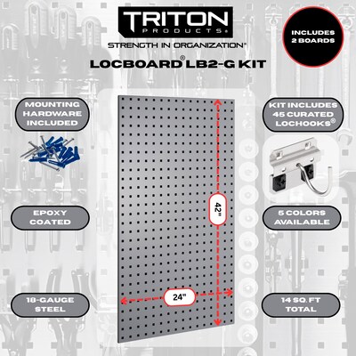 Triton Products LocBoard Pegboards with 63 pc. LocHook Assortment (LB2-GKit)