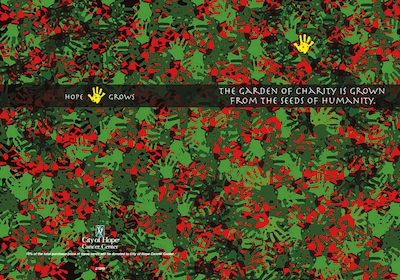 The garden of charity is grown from the seeds of humanity - 7 x 10 scored for folding to 7 x 5, 25 c