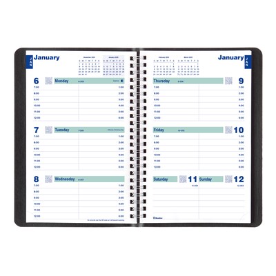 2025 Blueline Plan & Link 5" x 8" Weekly Appointment Book, Faux Leather Cover, Black (C5075.81T)