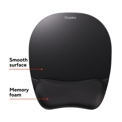 Staples TECH Foam Non-Skid Mouse Pad/Wrist Rest Combo, Black (ST63287)