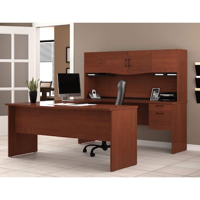 Bestar® Harmony U-Shaped Computer Workstation; Bordeaux/Charcoal