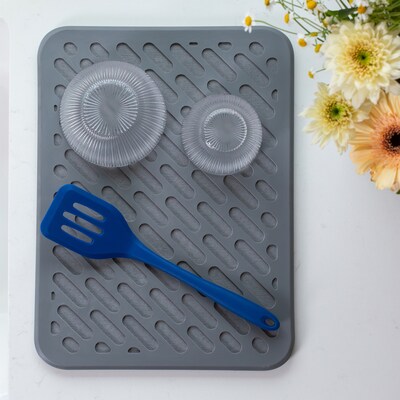 Better Houseware The Magic Stone & Silicone Quick-Dry Dish Racks, Gray (BTH3418)