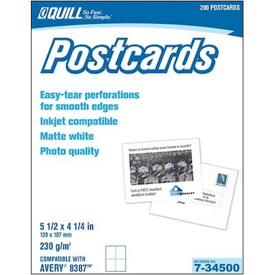 Quill Brand® 2-Sided Matte Postcards for Inkjet Printers