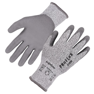 Ergodyne ProFlex 7030 PU Coated Cut-Resistant Gloves, ANSI A3, Gray, Medium, 1 Pair (10463)