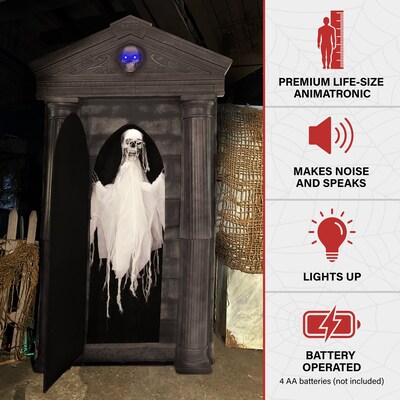Haunted Hill Farm 6.7 ft. Motion-Activated Mausoleum Halloween Animatronic by Tekky (HHMAUSOLEUM-1FL