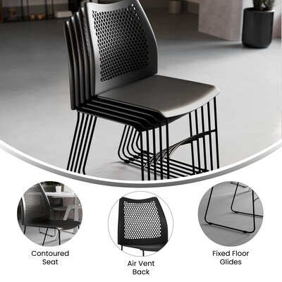 Flash Furniture HERCULES Series Plastic Stack Chair with Air-Vent Back and Sled Base, Black (RUT498ABK)