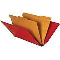 Quill Brand® End-Tab Partition Folders, 2 Partitions, 6 Fasteners, Red, Legal, 15/Box (749030)