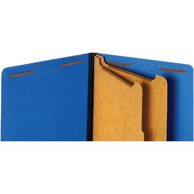 Quill Brand® End-Tab Partition Folders, 2 Partitions, 6 Fasteners, Cobalt Blue, Letter, 15/Box (748026)