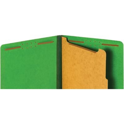 Quill Brand® End-Tab Partition Folders, 1 Partition, 4 Fasteners, Emerald Green, Letter, 15/Box (751034)