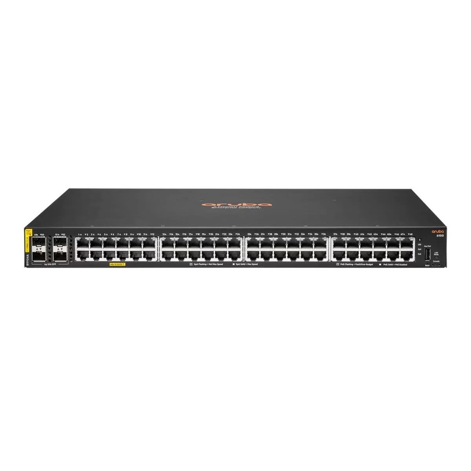 HPE Aruba CX 6100 48 Gigabit Ethernet PoE Managed Switch, 176Gbps, Gray (R9Y04A#ABA)