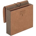 Quill Brand® Heavy-Duty Reinforced Expanding Wallets, Flap and Cord Closure, Letter Size, Brown, 10/