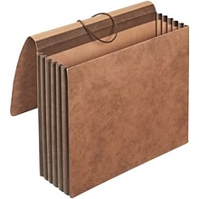 Quill Brand® Heavy-Duty Reinforced Expanding Wallets, Flap and Cord Closure, Letter Size, Brown, 10/