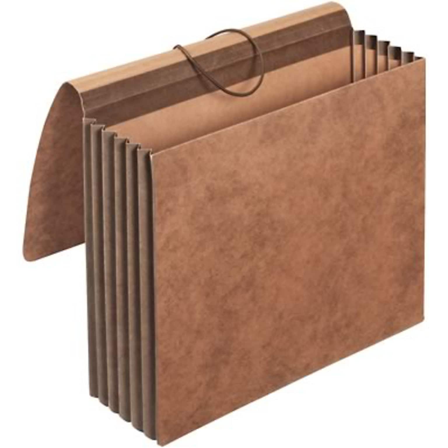 Quill Brand® Heavy-Duty Reinforced Expanding Wallets, Flap and Cord Closure, Letter Size, Brown, 10/Box (7CL1073)