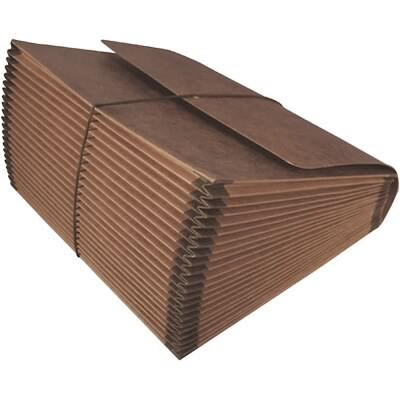 Quill Brand® Heavy-Duty Reinforced Expanding Wallets, Flap and Cord Closure, Letter Size, Brown, 10/Box (7CL1053)