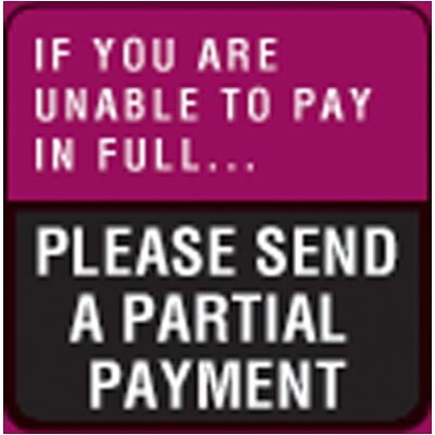 Past Due Collection Labels, If...Unable To Pay/Send Partial Payment, Fl Red, 1-1/2x1-1/2, 500 Lbls