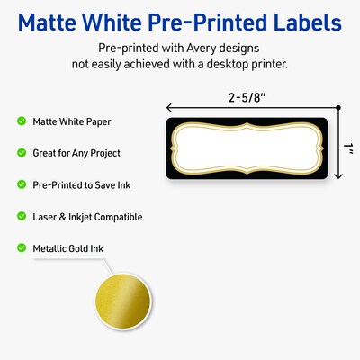 Avery Rectangle Laser/Inkjet Multipurpose Labels, 1 x 2-5/8, White, 160/Pack (19479370879)