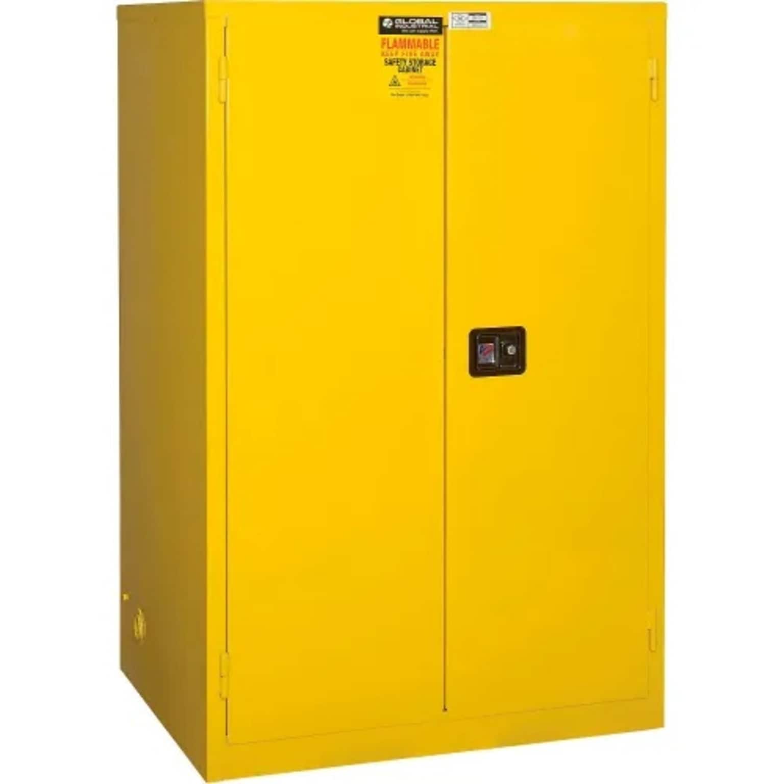 Global Industrial Flammable Cabinet, 90 Gallon Capacity, 43W x 34D x 65H, Yellow (237292)