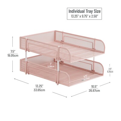 Mind Reader 2-Compartment Stackable Metal Tray, Pink (CSTACK2-PNK)
