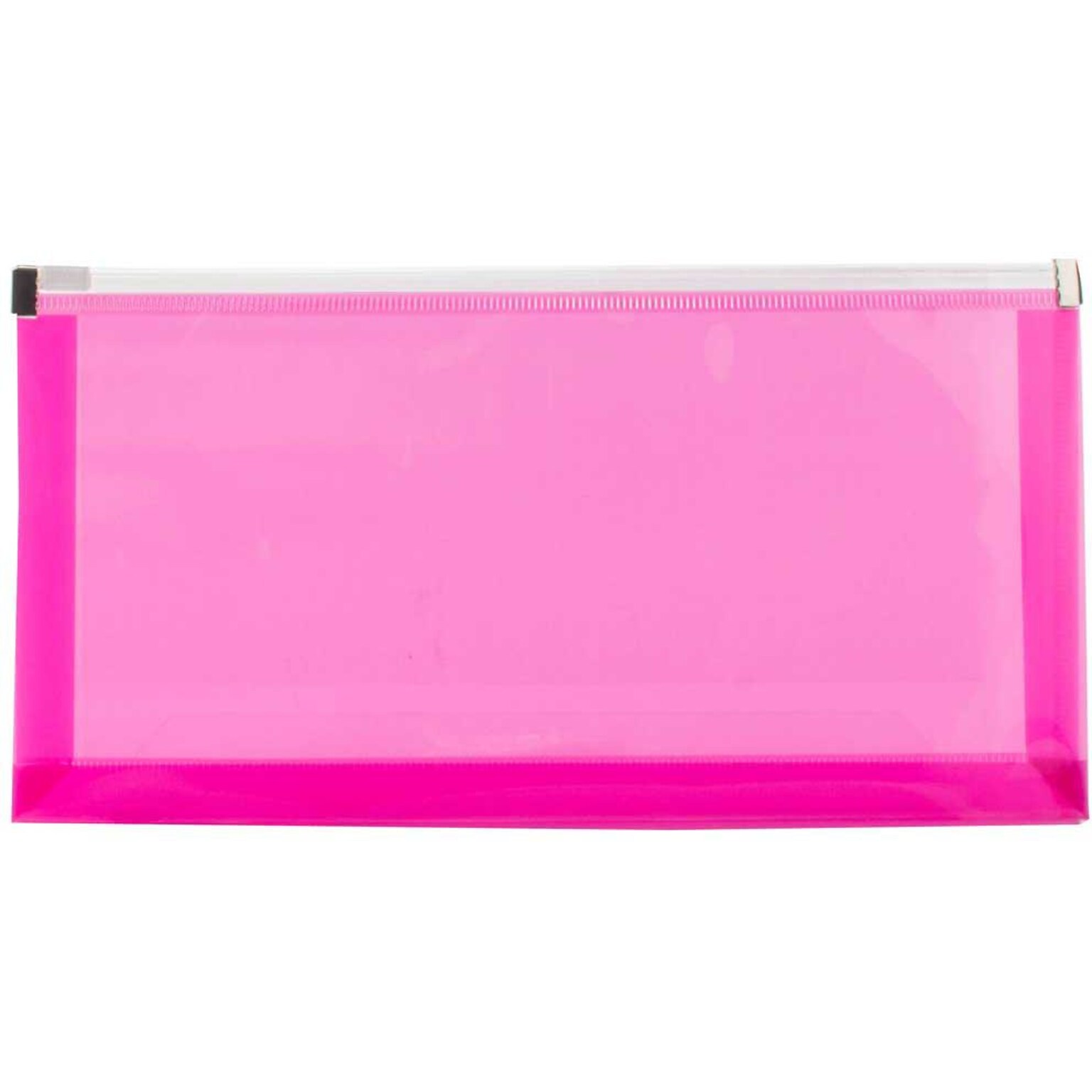 JAM Paper Premium Plastic Expanding Wallet with Zipper Closure, 5 x 10, Fuchsia Pink, 3/Pack (921Z1FUX3)