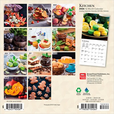 2026 BrownTrout Kitchen 7 x 7 Monthly Wall Calendar (9798330704064)