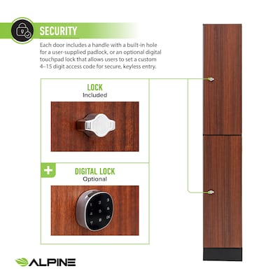 Alpine Industries 72" 2-Tier 1-Column Storage Locker, Walnut (701-W-1-MK)