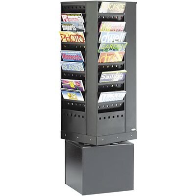Safco® Steel Rotary Magazine Rack; 44 Pockets, Black