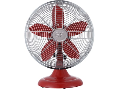 Good Housekeeping 12 Oscillating Desk Fan, 3-Speed, Red/Silver (92611)