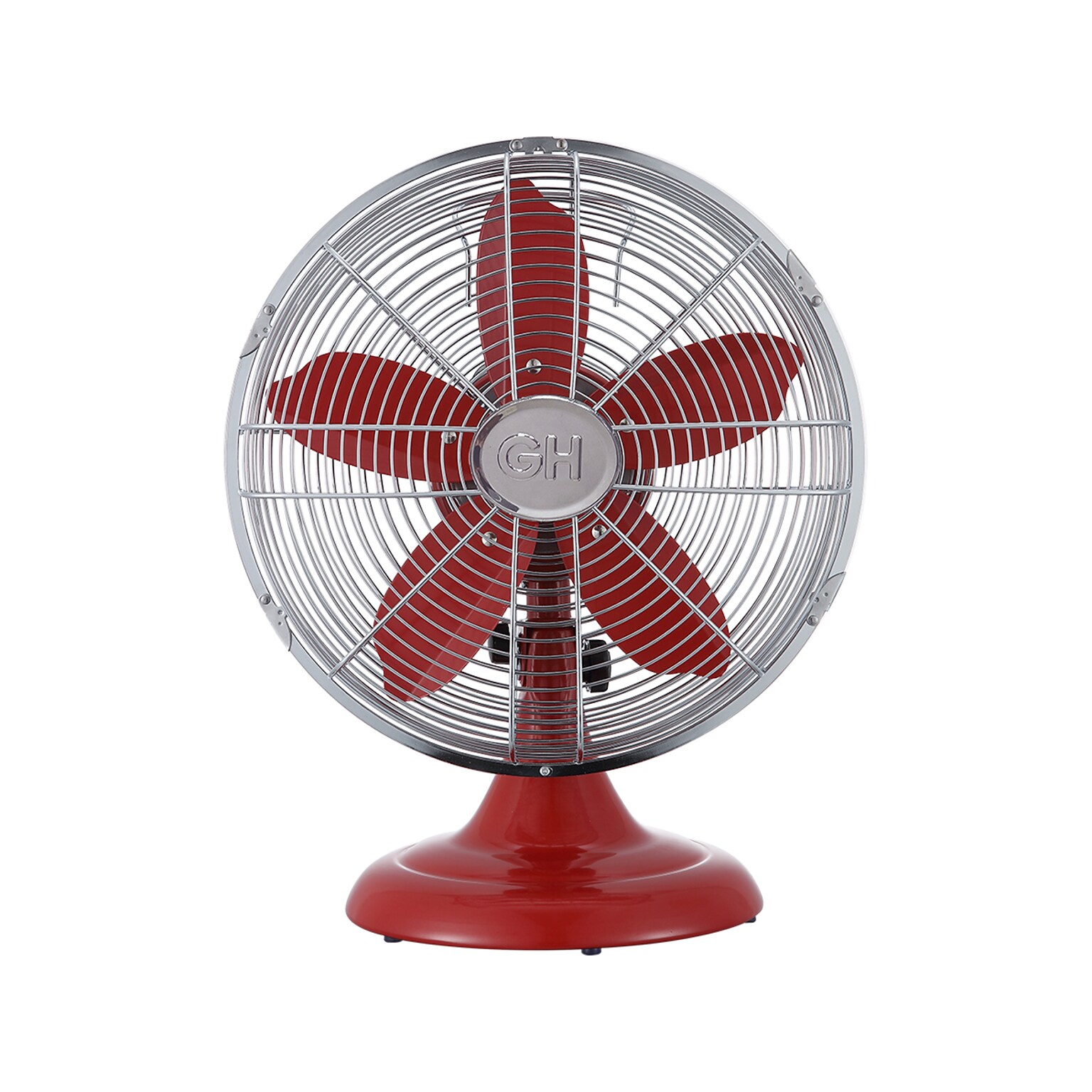 Good Housekeeping 12 Oscillating Desk Fan, 3-Speed, Red/Silver (92611)