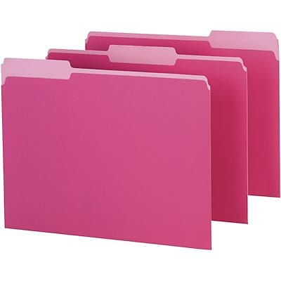 Quill Brand® Interior File Folders, 1/3-Cut, Letter Size, Pink, 100/Box (7391PK)