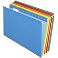 Quill Brand® Premium Reinforced 100% Recycled Hanging File Folders, 1/5-Cut , Legal Size, Assorted,