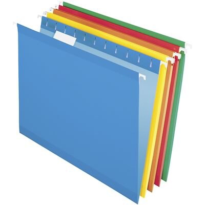 Quill Brand® Premium Reinforced 5-Tab Hanging File Folders, Letter Size, Assorted, 125/Carton (76215ADCT)