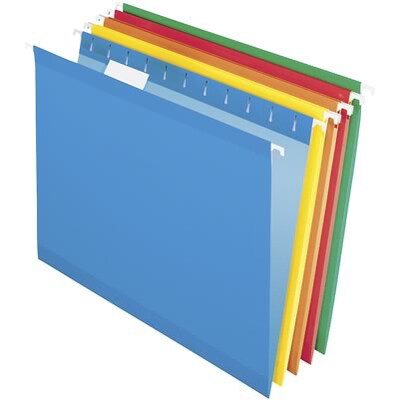 Quill Brand® Premium Reinforced 5-Tab Hanging File Folders, Letter Size, Assorted, 125/Carton (76215