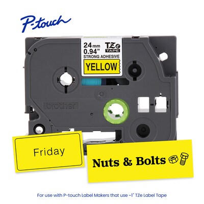 Brother P-touch TZe Strong Adhesive Laminated Label Tape, 0.94" X 26.2', Yellow (TZES651G)