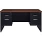 Hirsh 60"W Double-Pedestal Desk, Black/Walnut (20533)