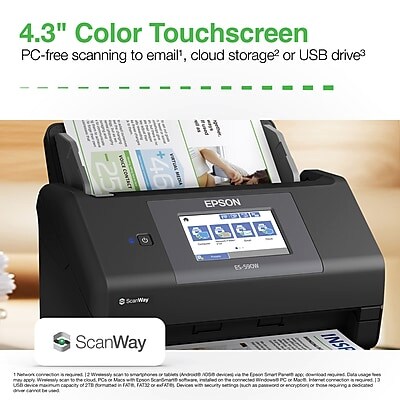 Epson WorkForce ES-590W Wireless Desktop Color Duplex Document Scanner (B11B288202)
