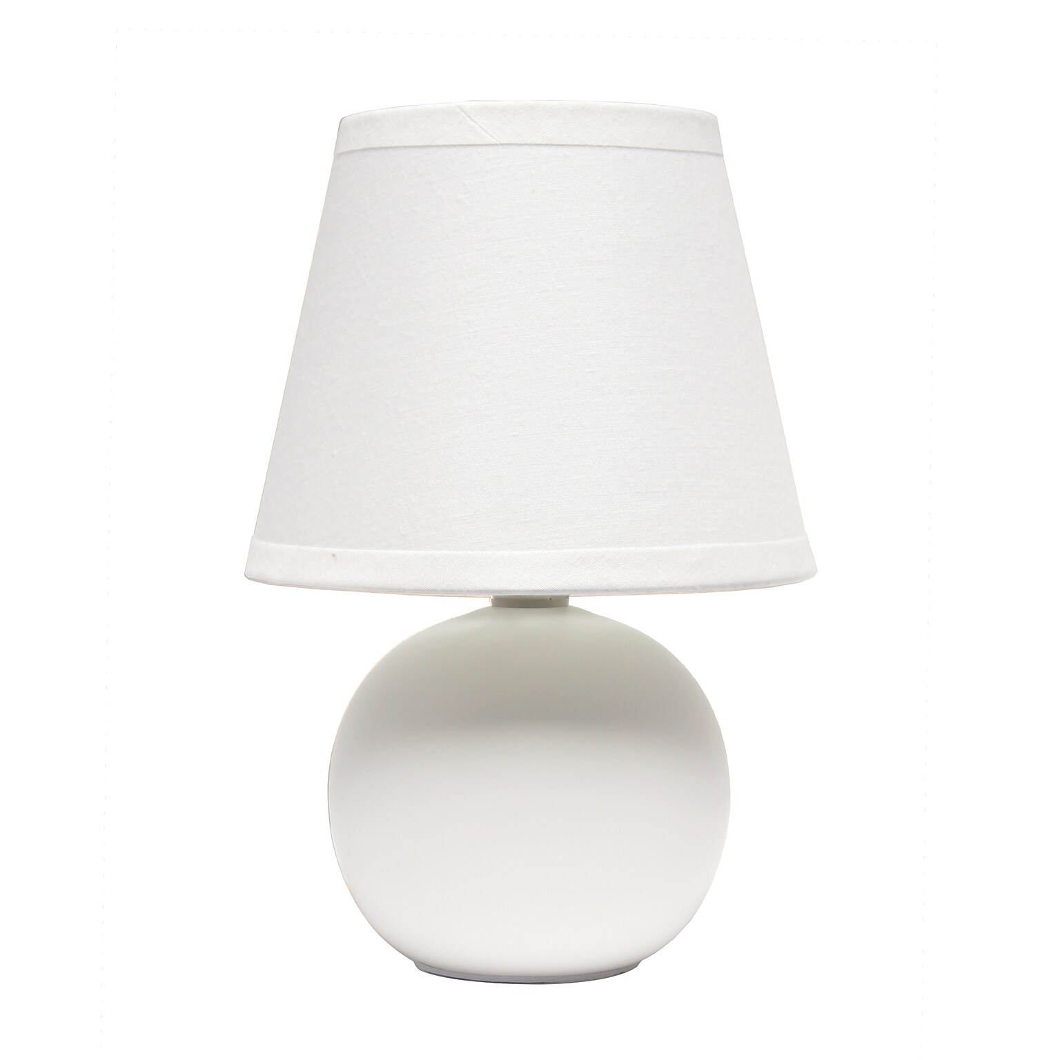 Creekwood Home Nauru 8.66 Traditional Petite Ceramic Orb Base Bedside Table Desk Lamp, Off White (CWT-2004-OF)