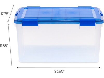 Iris WeatherPro 62.4 Qt. Latch Lid Storage Bin, Clear/Blue (500203)