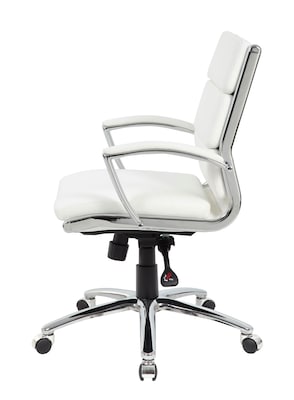 Boss Office Products Ergonomic CaressoftPlus Vinyl Swivel Executive Chair, White (B9476-WT)