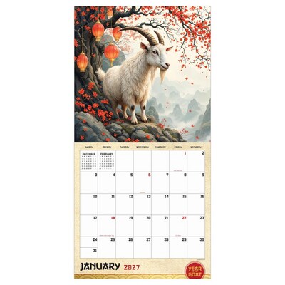 2027 TF Publishing Year of the Goat 12 x 12 Monthly Wall Calendar, Multicolored (27-1136)