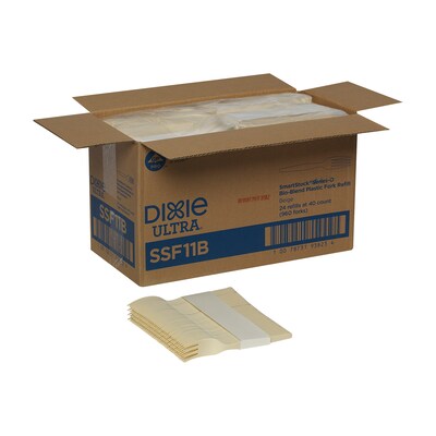 Dixie Ultra SmartStock Series-O Bio-Blend Fork Refills, Medium-Weight, Natural Beige, 960/Carton (SSF11B)