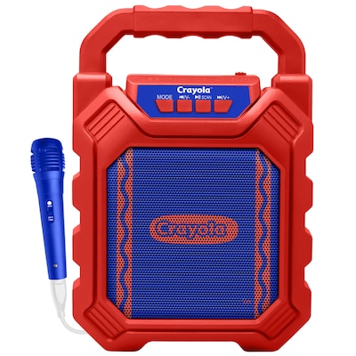 Crayola Portable Bluetooth Karaoke Speaker with FM Radio and Microphone, Red & Blue (CBX210M)