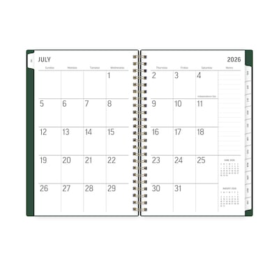 2026-2027 Blue Sky Deep Forest 5" x 8" Academic Year Weekly & Monthly Planner, Plastic Cover, Green (161656)